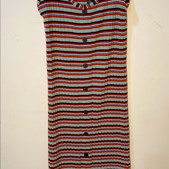 Ladies stripped midi ribbed dress - Picture 1 of 2